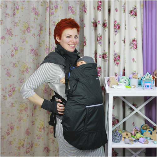 Непромокаемая слингонакидка HOPPEDIZ New Fleece-Cover 3 в 1 Anthracite