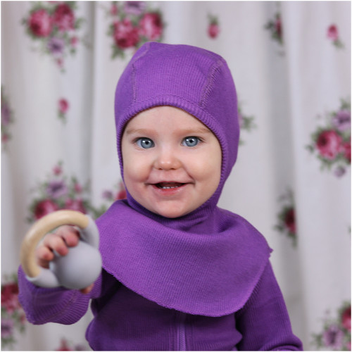 Термошапка-шлем из шерсти мериноса MAM ManyMonths (размер 50-56/62, сиреневый)