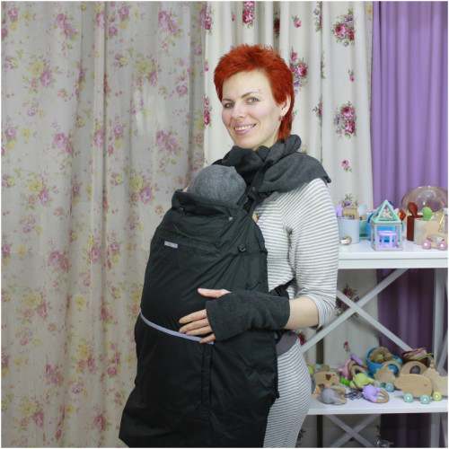 Непромокаемая слингонакидка HOPPEDIZ New Fleece-Cover 3 в 1 Anthracite